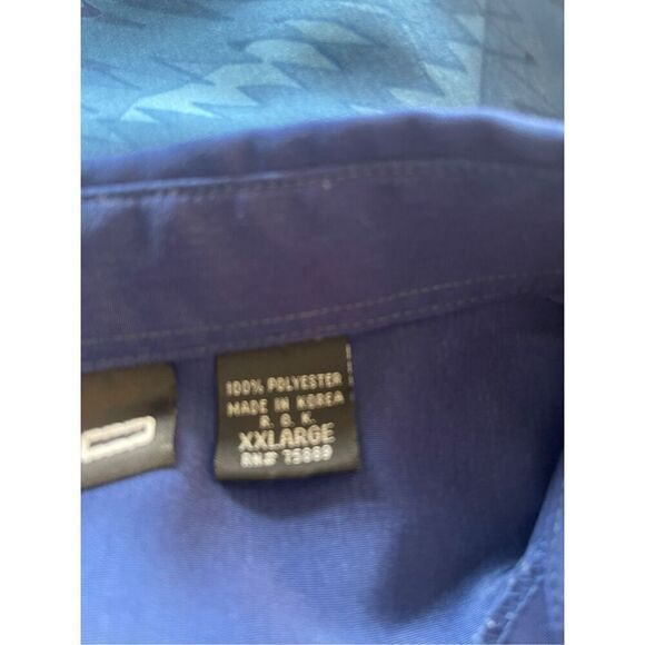 Odo Mens Blue Palm Tree Print Collared Short Sleeve Button Up Shirt Size XXL - Picture 4 of 6